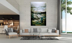 Deep End II by Joachim van der Vlugt - Semi-abstract painting, sea, dark colours