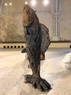 Char by Cécile Raynal - Animal smoke-fired stoneware sculpture, fable, clay