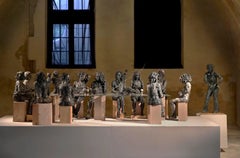 The Ladies’ Table by Cécile Raynal - Smoke-fired stoneware sculptures, bronze