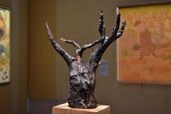 Árbol del mundo IV de Cécile Raynal - Escultura de gres cocido al humo, naturaleza, rama