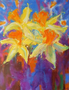 Narcisi di Christophe Dupety - Quadro floreale, giallo, figurativo, colorato
