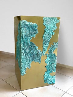 Totem Pangaea di Frédérique Domergue - Scultura astratta in metallo, bronzo, oro