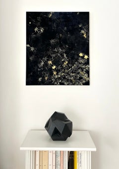 Nocturn V by Lumi Mizutani - Japanese style landscape painting, black and gold