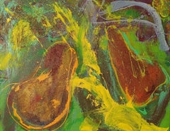 Irruption di Christophe Dupety - Quadro colorato, frutta, toni gialli, vividi