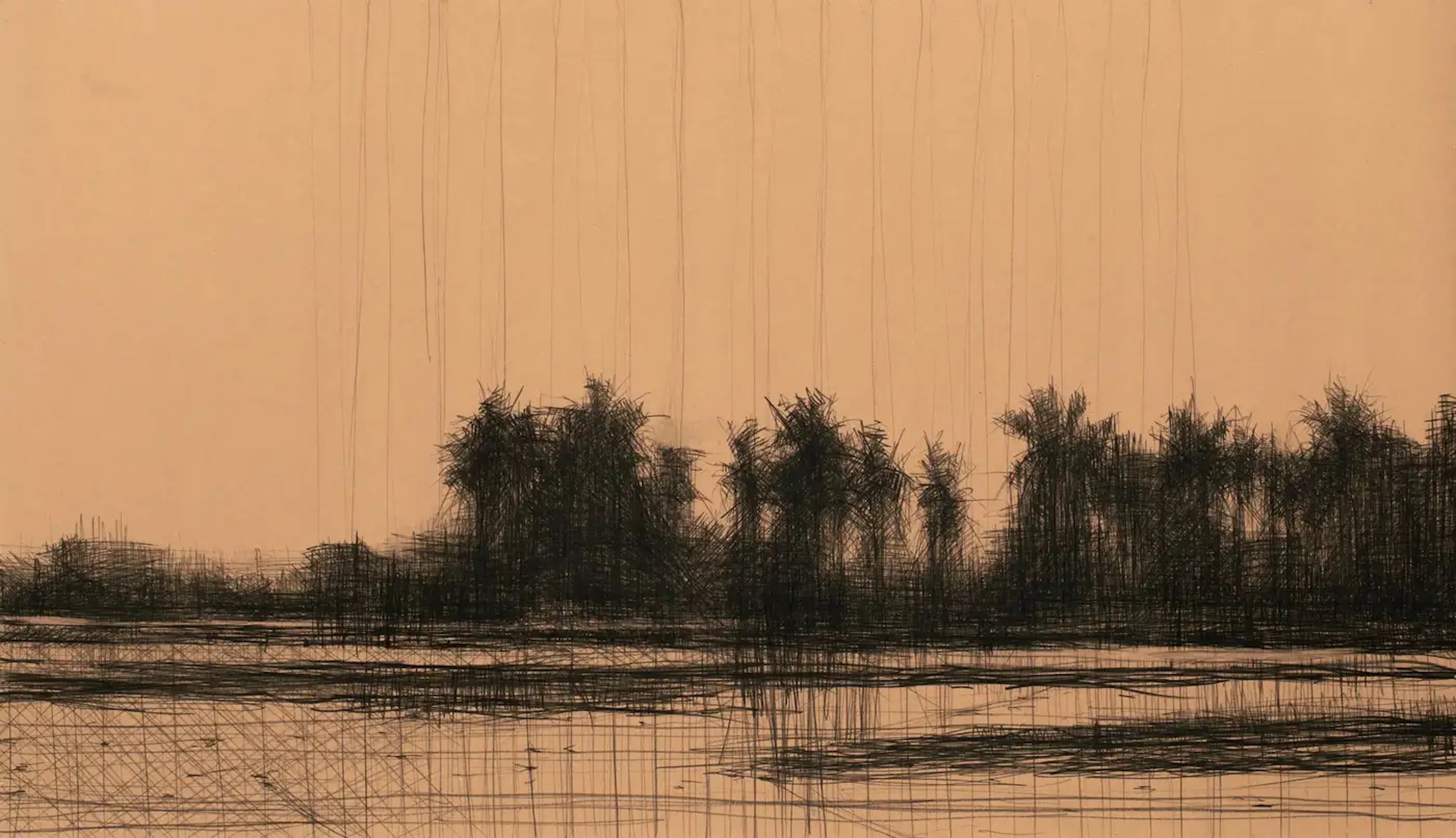 11/02/2023, 17.50 h is a unique grease pencil on cardboard, glued on wooden frame painting by Spanish contemporary artist Calo Carratalá, dimensions are 80 × 139 × 4 cm (31.5 × 54.7 × 1.6 in). 
The artwork is signed, sold unframed (a methacrylate