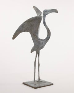 Flamingo I by Pierre Yermia - Animal bronze sculpture, bird, elegant, light