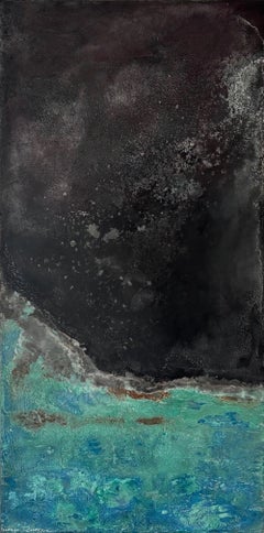 Frosted Sky by Frédérique Domergue - Abstract painting, blue, sea, texture