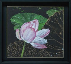 Night Lotus by Lumi Mizutani - Japanese style painting, flowers, flora, pink