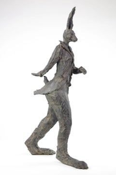 Walking Hare by Cécile Raynal - Fantasy Animal, Bronze Sculpture