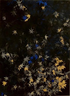 Nocturn VI di Lumi Mizutani, pittura giapponese, nero e oro, veduta notturna