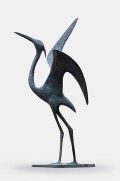 Heron (Large) by Pierre Yermia - Animal Art, Large Outdoor Bronze Sculpture