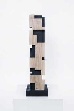 Column IV (14) by Alban Lanore - Wood Sculpture, Hand Carved and Charred