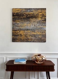 Abstraction 100-279 22 by N. Galtier - Contemporary Painting, Golden, Abstract