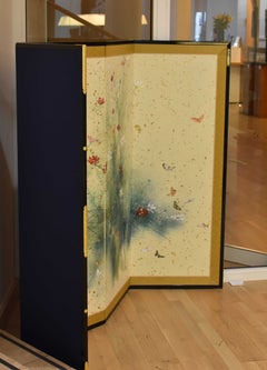 «Round Dance», de CHEN Yi Ching: pintura contemporánea «nihonga» de cuatro paneles y biombo