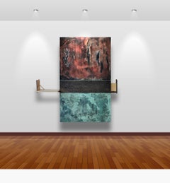 Abstract Painting / Wall-Mounted Liquor Cabinet by Frédérique Domergue