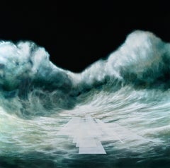 On Waves and Particles I by J. van der Vlugt - Semi-Abstract Painting, Waves