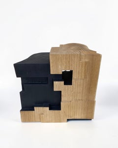 Acacia IV di Alban Lanore - Scultura contemporanea in legno, intagliata a mano e carbonizzata