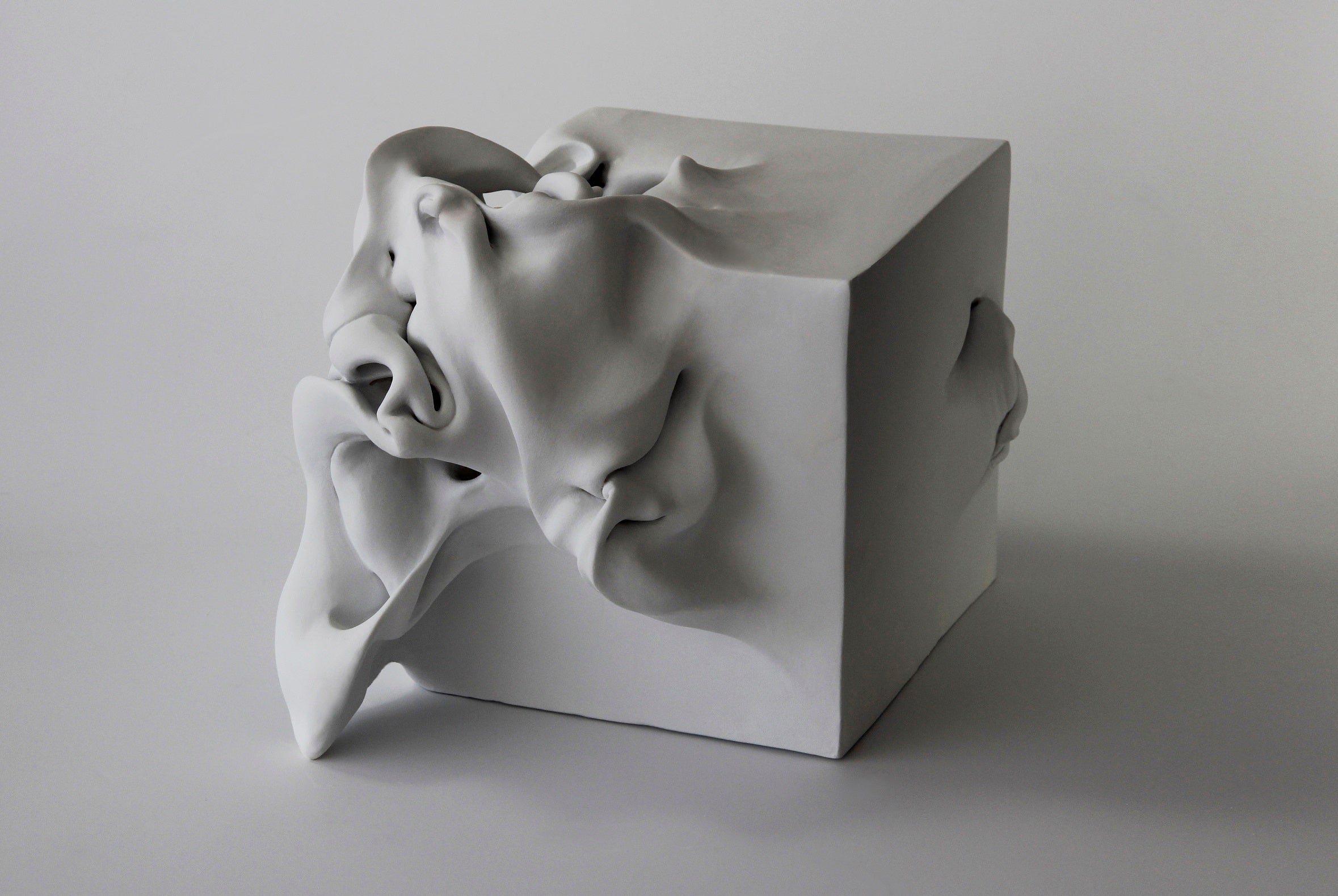 Sharon Brill Cube 1 Abstract Clay Sculpture For Sale at 1stDibs