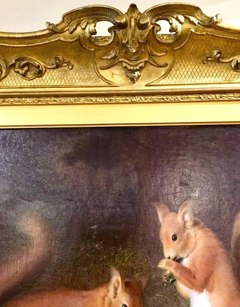Red Squirrels An English Victorian Animal Painting by Abel Hold 19th Century 8