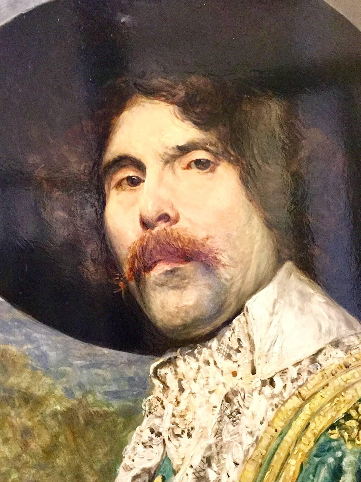 A Portrait of a Cavalier by Ferdinand Roybet (1840-1920)
Oil on Board.
Total size of painting and frame:  97cm x 83cm x 5cm
Clearly signed top right.

Roybet was born on 12th April 1840 in Uzes, France and died on 10 April 1920 in Paris aged 79.  