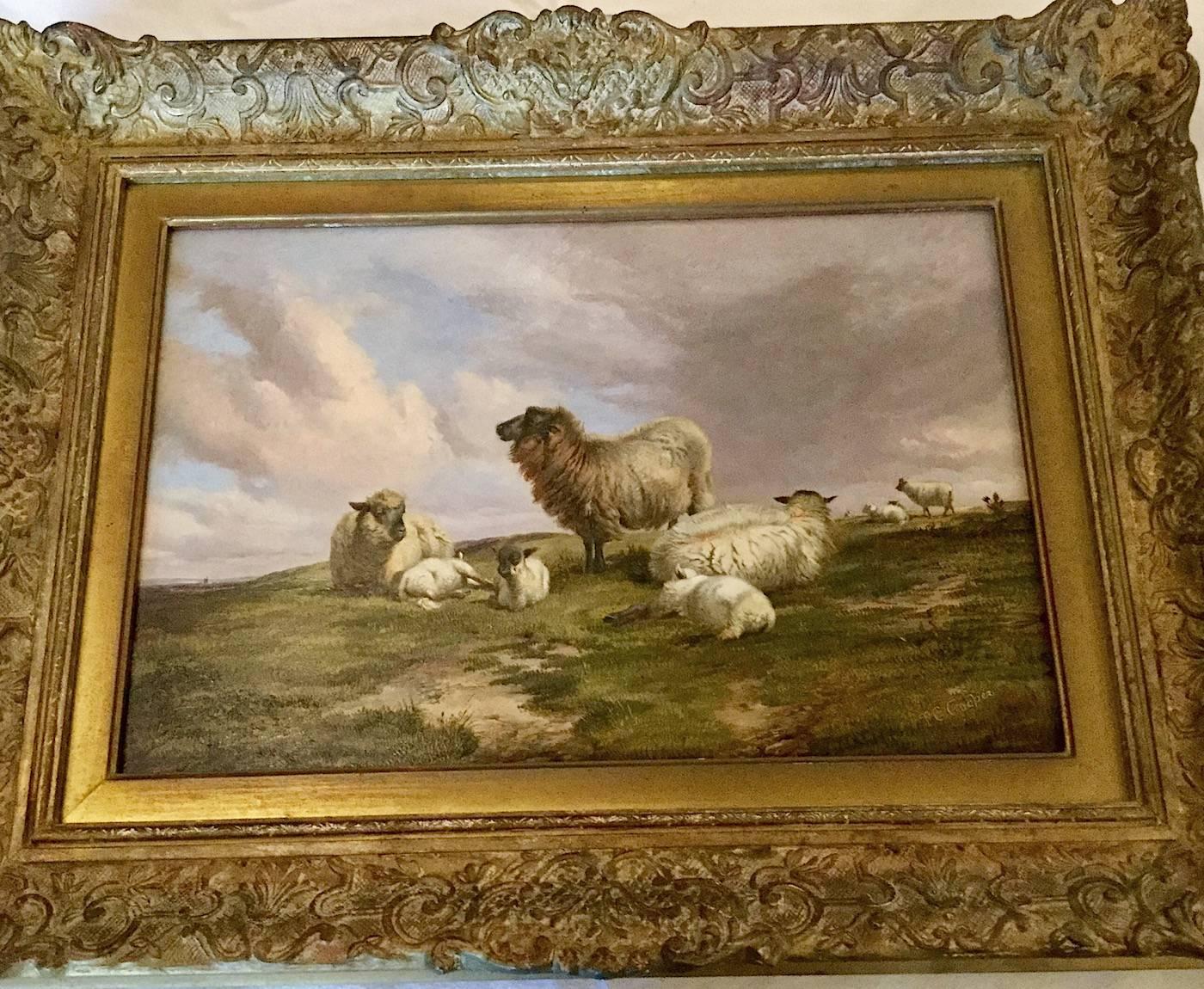 Sheep in a Landscape An English Scene Victorian 19th Century by T G Cooper  2