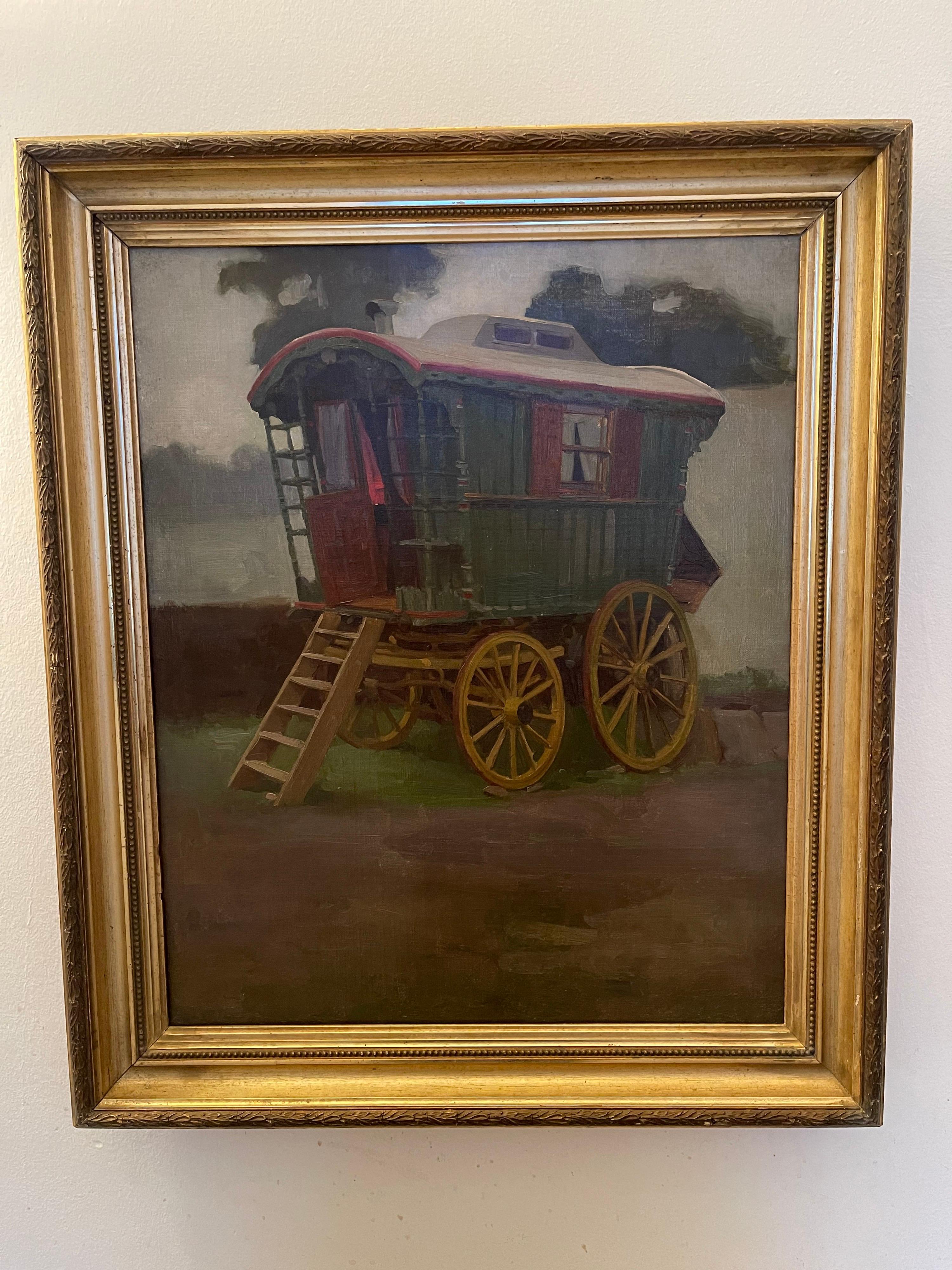 The gypsy caravan - Brown Figurative Painting by Ralph Middleton Todd