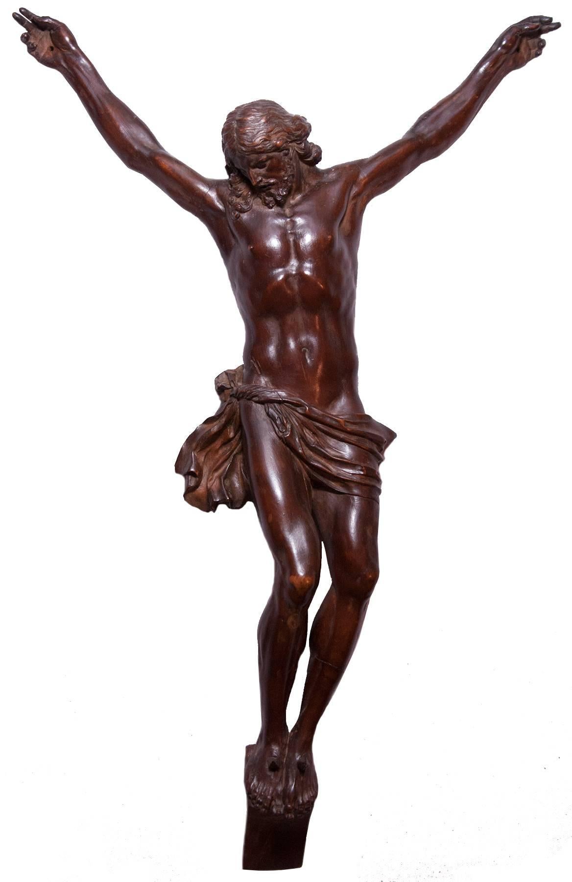 Unknown Figurative Sculpture - Large fruitwood Christ corpus, early 18th century