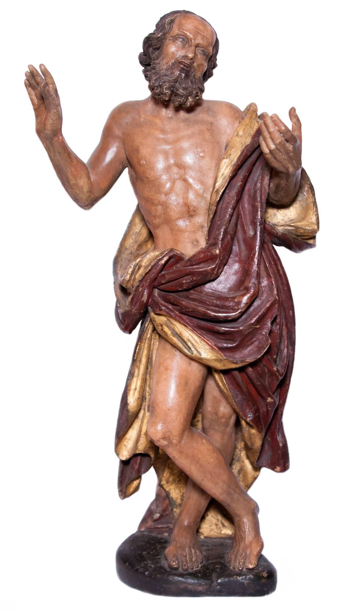 Unknown Figurative Sculpture - St Jerome figure in painted alabaster, southern Italy circa 1600
