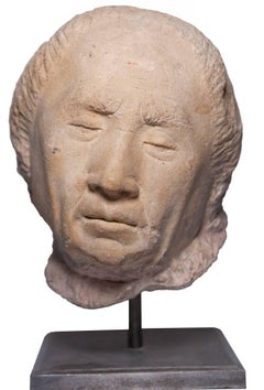 Presumed portrait head of Cardinal Jean Rolin, circle of le Moiturier, XVth c.