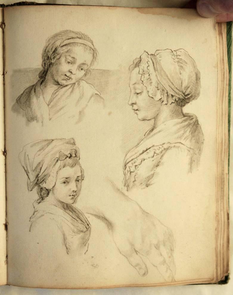 Quaderno di schizzi anonimo della metà del XVIII secolo - Figurative Art Beige di Unknown