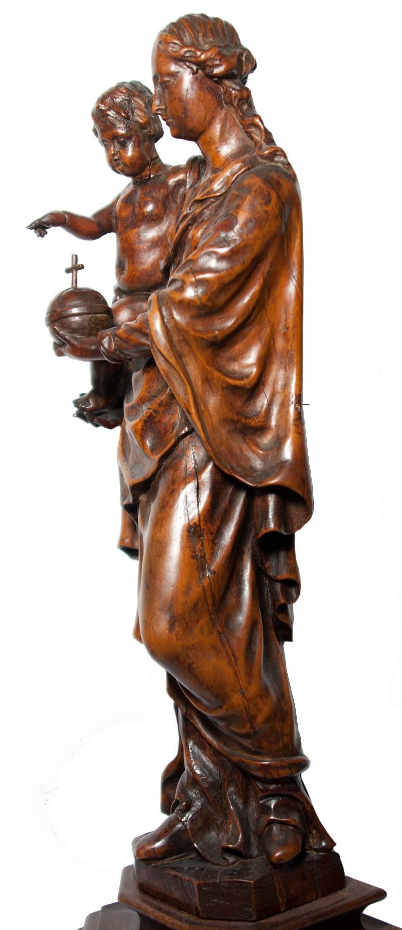 Flemish Virgin and Child Figure, circa 1700 - Sculpture by Unknown