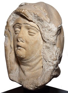 XV th c. limestone head of the Virgin or a Holy Woman
