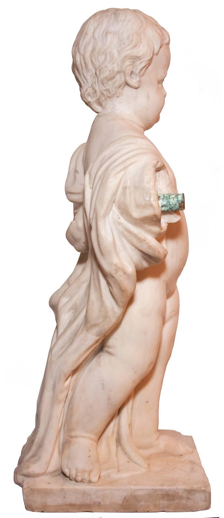 Marble child statue, Italy, late eighteenth century - Sculpture by Unknown