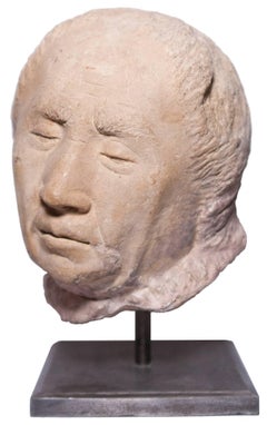 Presumed portrait head of Cardinal Jean Rolin, circle of le Moiturier, XVth c.