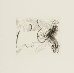 Untitled (Flowers in double-handled vase) -- Print, Etching, by David Hockney