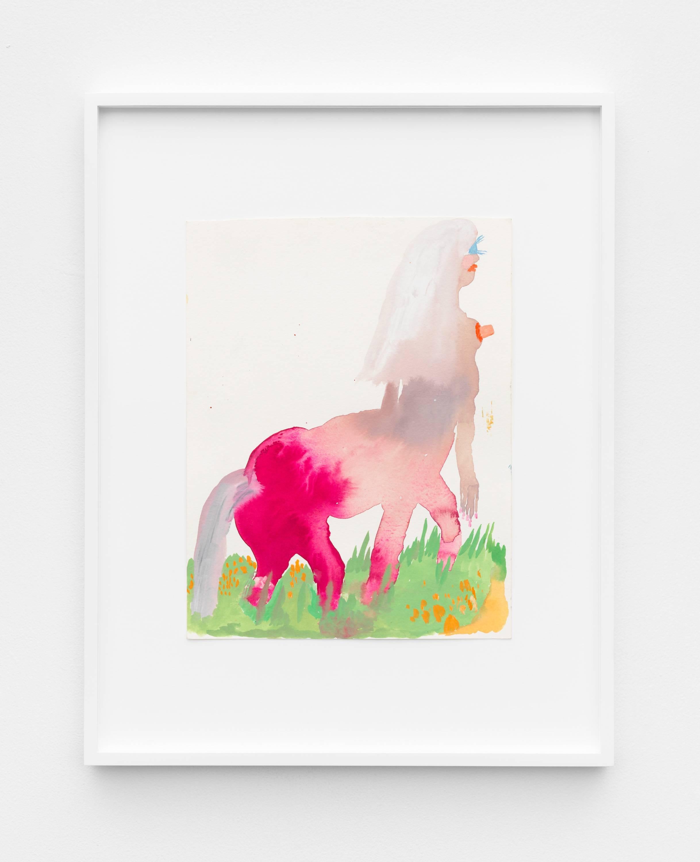 Allison Schulnik Figurative Art - Pink Centaurette