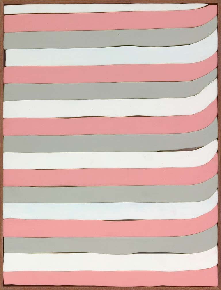 White, Pink, Gray - Painting by Ryan Mrozowski