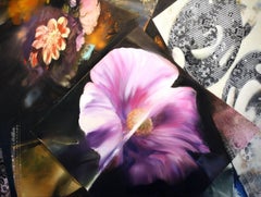 Trompe L'Oeil Mauve Hollyhock, oil on canvas