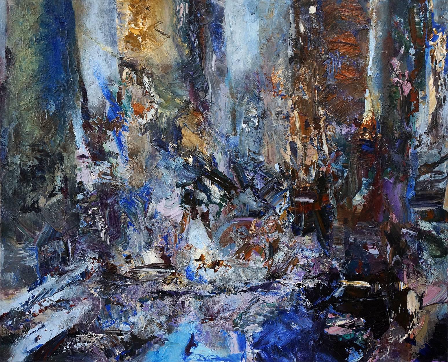 Michael Smith Landscape Painting - Cobalt Ground, abstract acrylic painting on canvas
