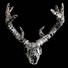 Trophy, cast aluminium deer skull sculpture
