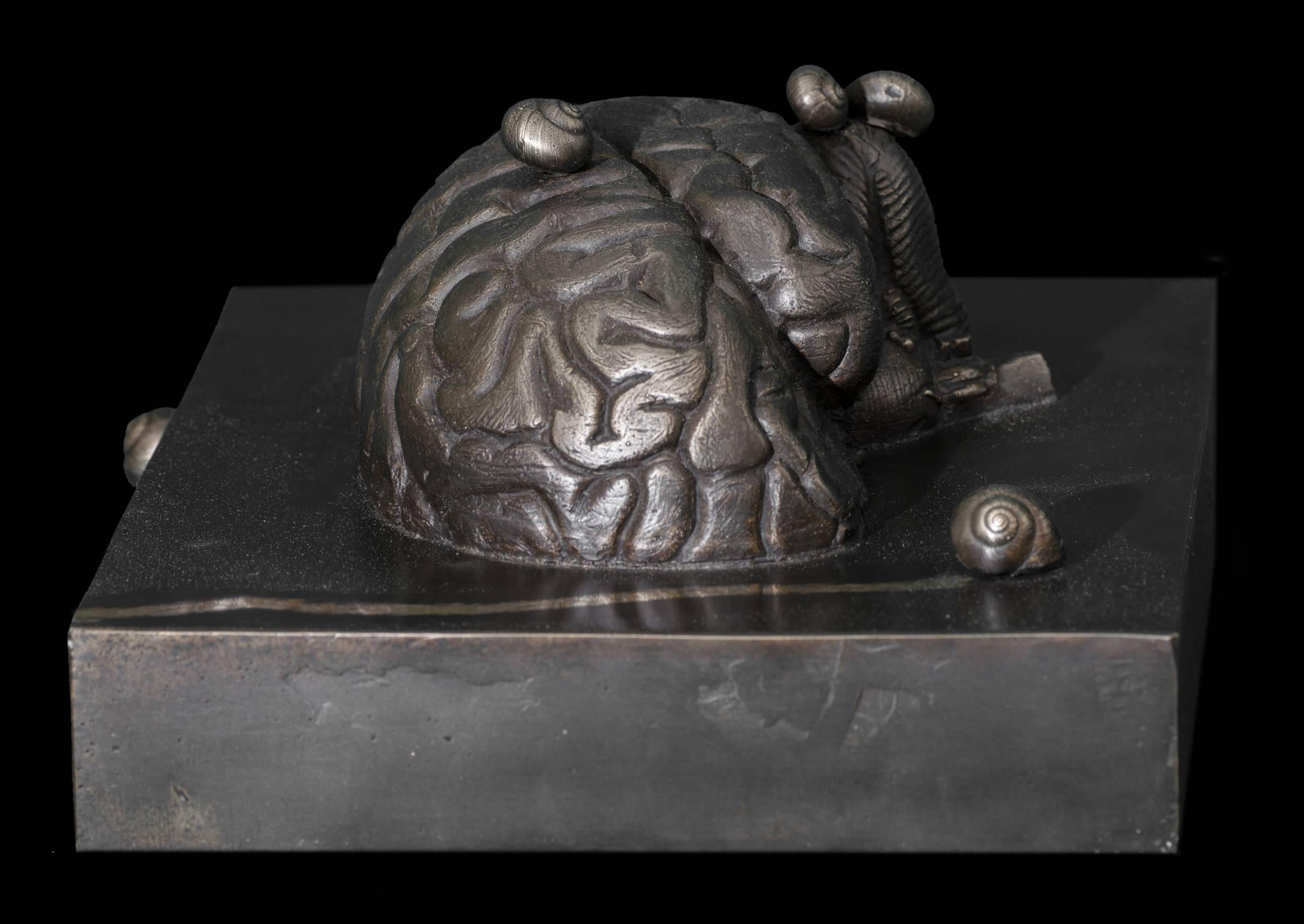 Piano Piano, cast bronze skull sculpture - Contemporary Sculpture by Marcus Jones