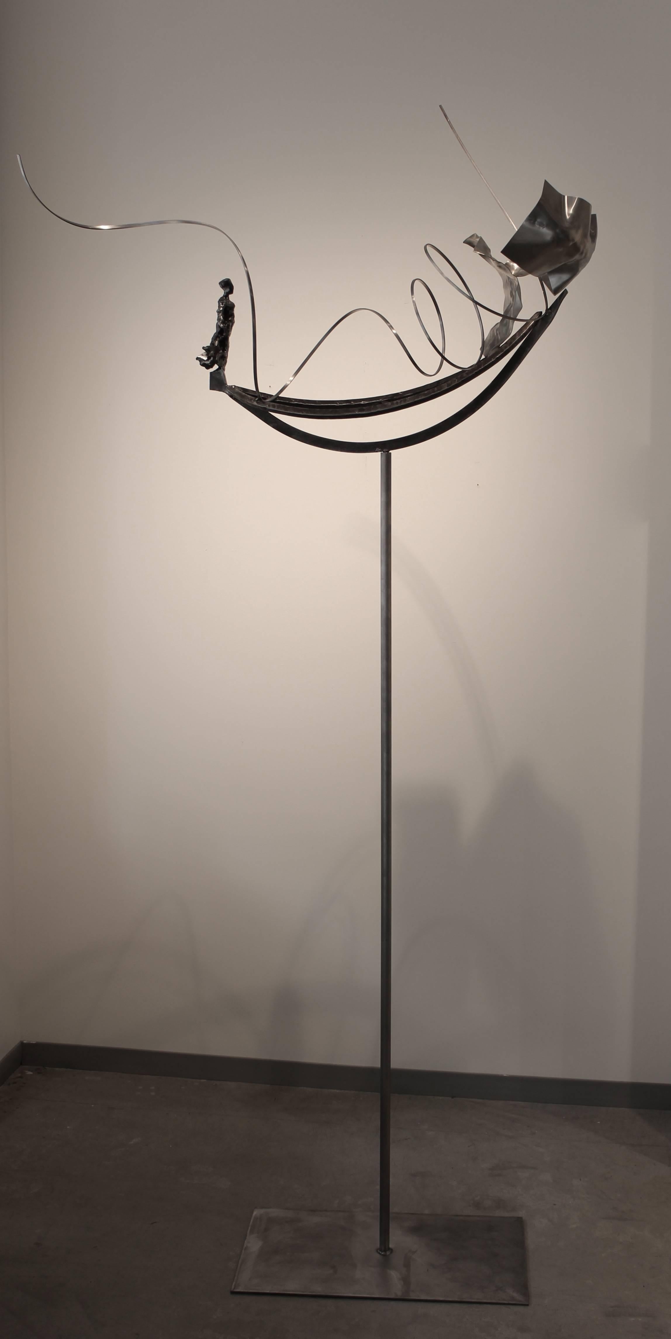 Wojtek Biczysko Figurative Sculpture - Wind and Currents 2, steel sculpture