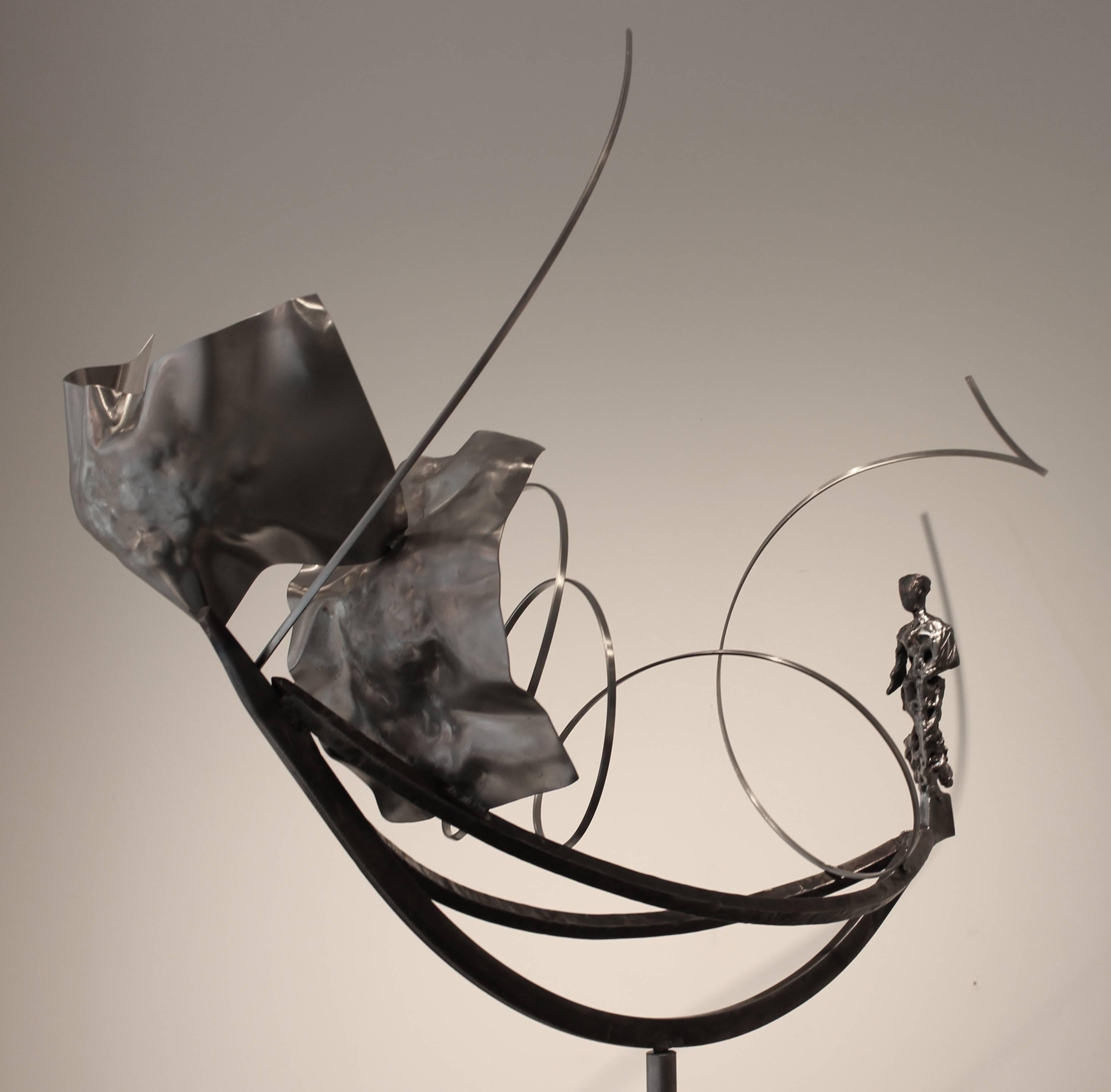 Wind and Currents 2, steel sculpture - Sculpture by Wojtek Biczysko