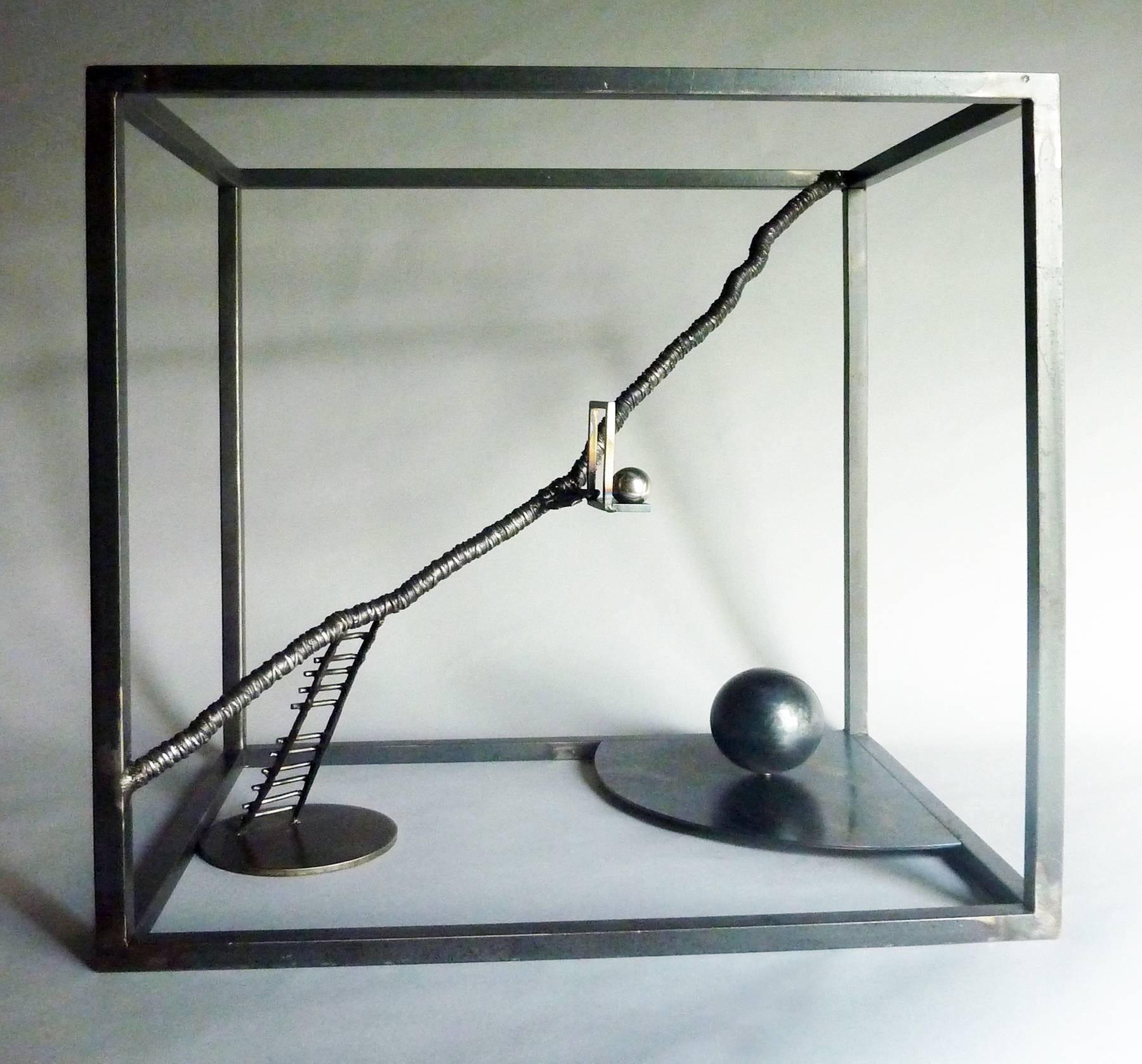 Wojtek Biczysko Figurative Sculpture - Four O'Clock in the Morning, steel sculpture