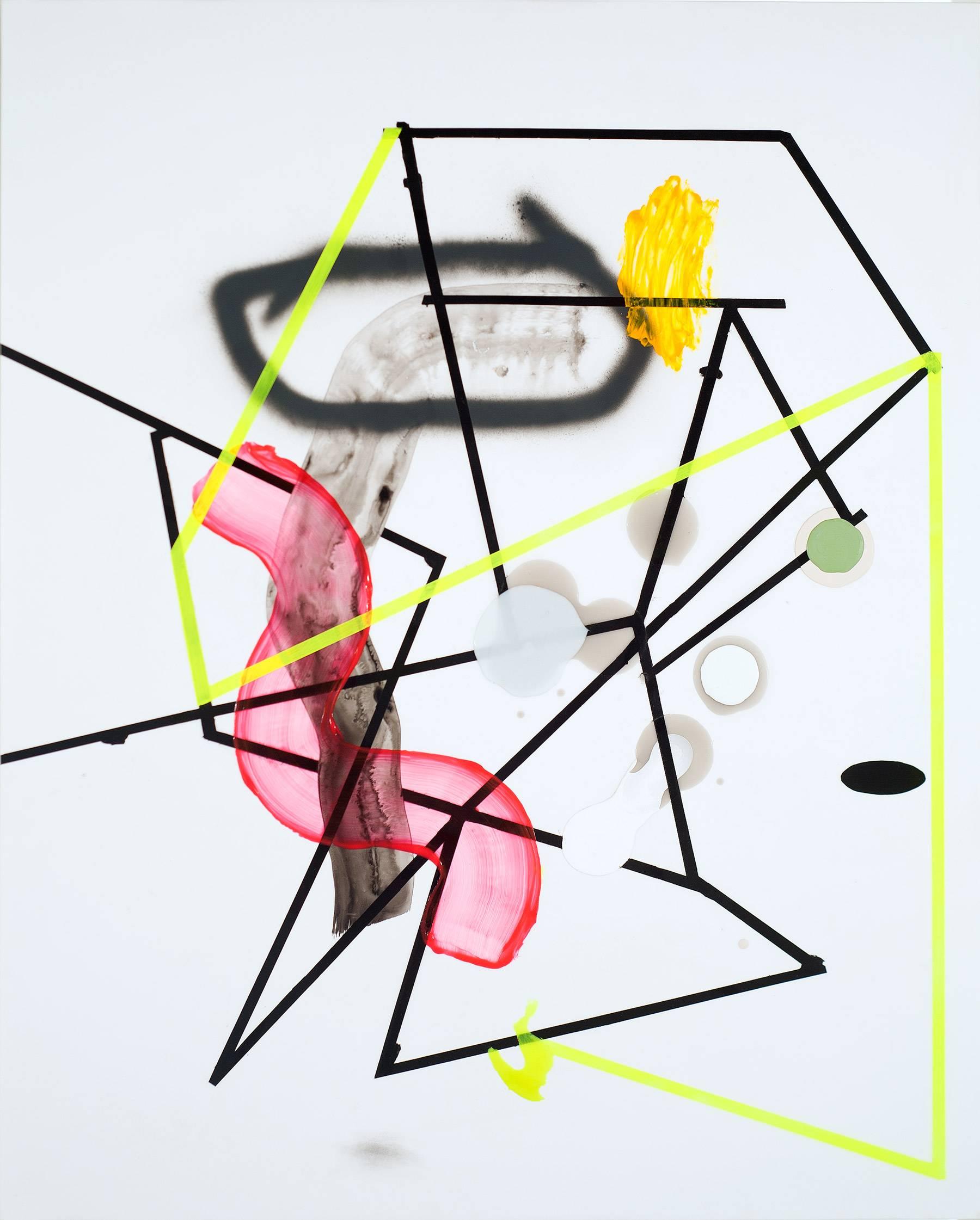 Jean-Sebastien Denis Abstract Painting - Petite Machination #16-01, abstract mixed media on mylar