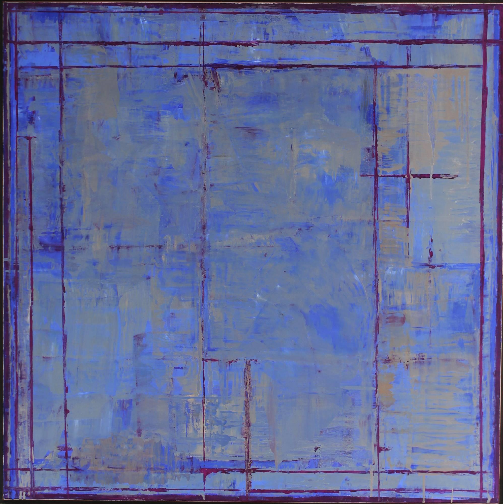 David Sorensen Abstract Painting - Vista Azul, abstract oil painting on canvas