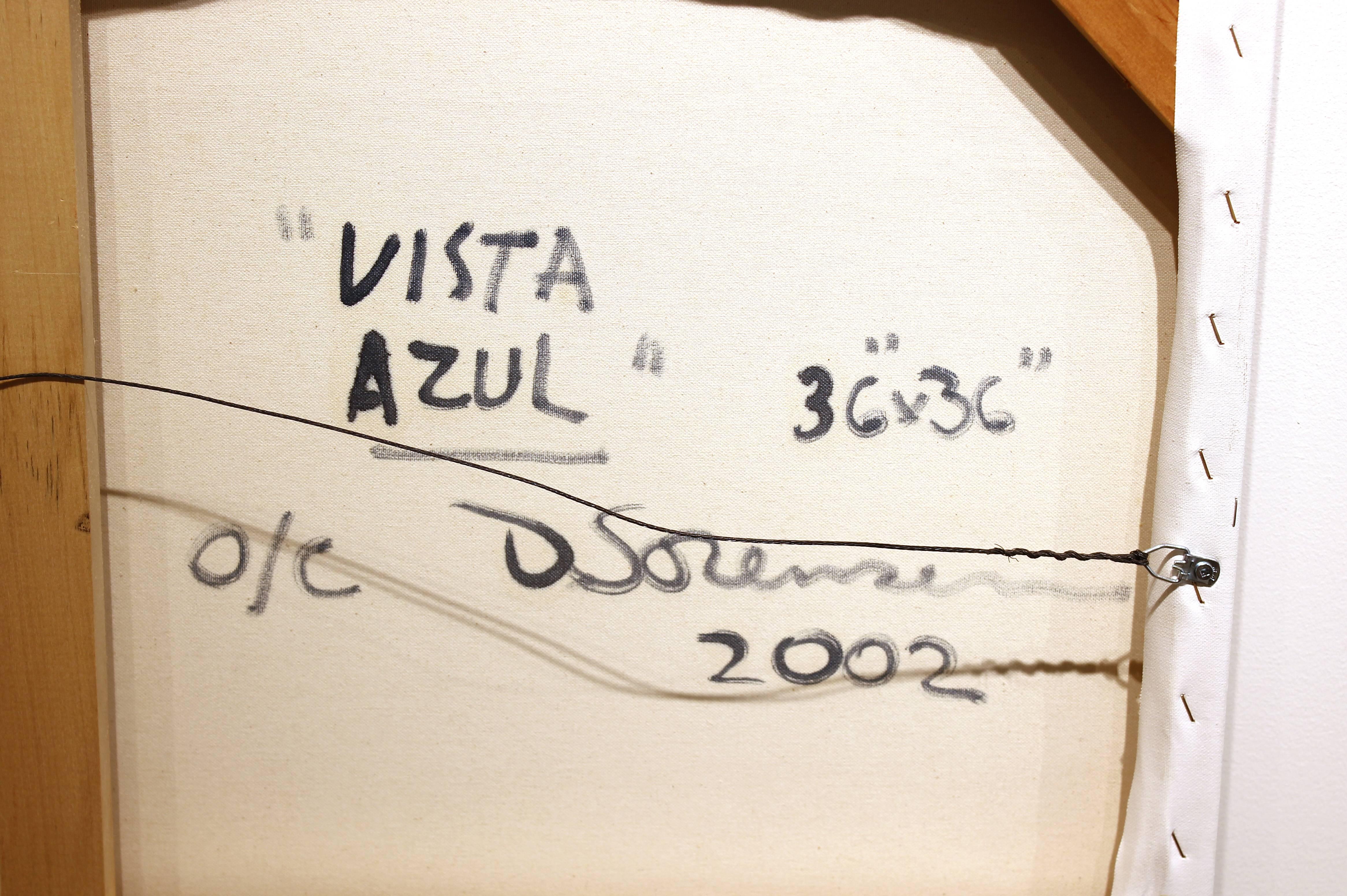 Vista Azul, abstract oil painting on canvas - Purple Abstract Painting by David Sorensen