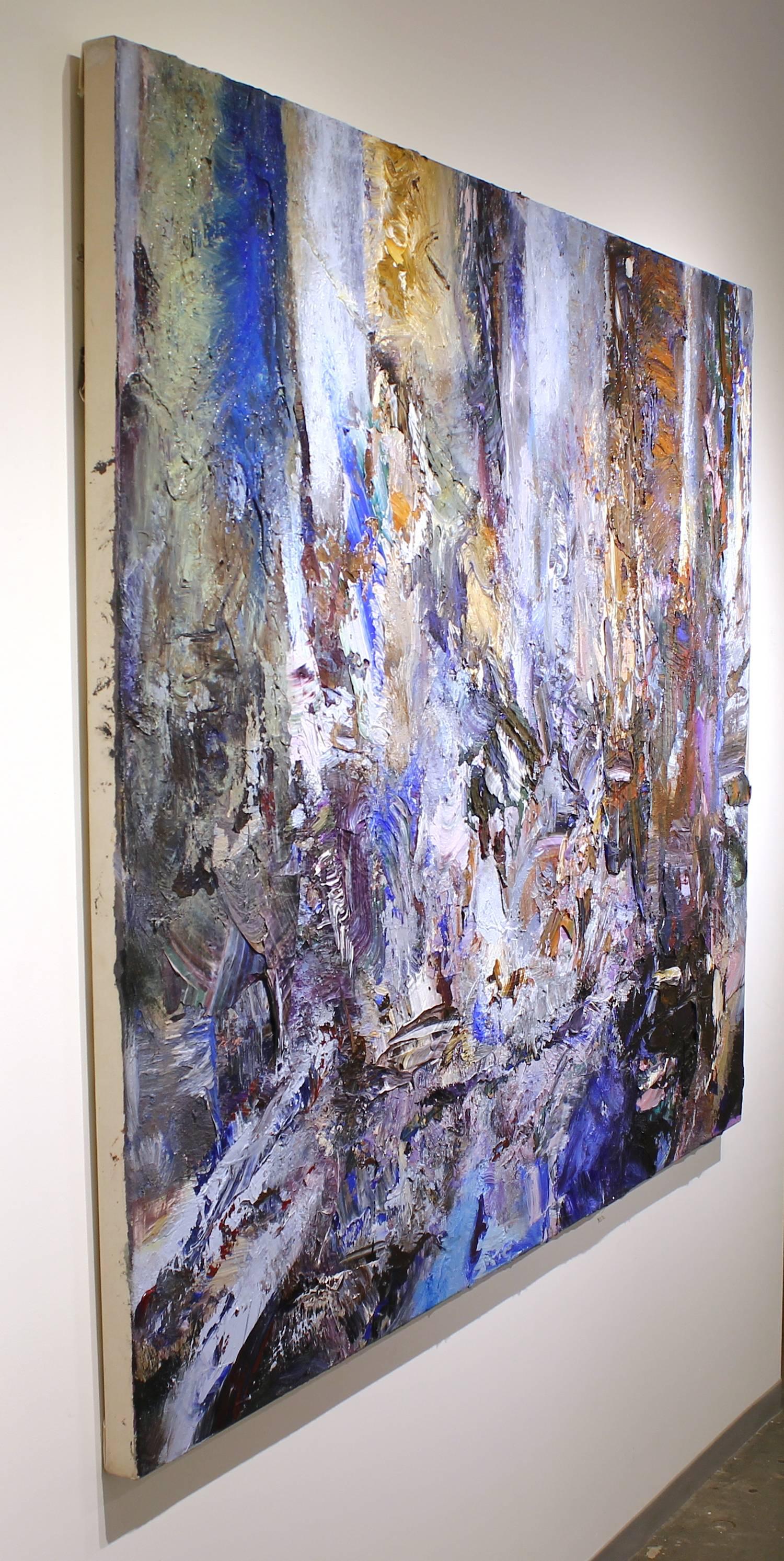Cobalt Ground, abstract acrylic painting on canvas - Painting by Michael Smith
