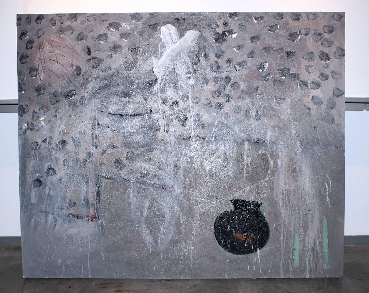 Eglantier, abstract mixed media painting on canvas - Painting by Romeo Savoie