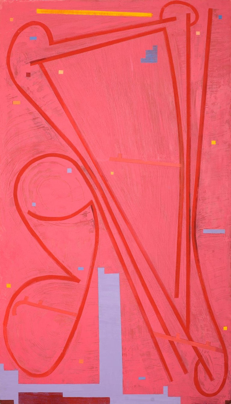 Ron Shuebrook Untitled Red Crimson Pink, abstract acrylic, polyfilla